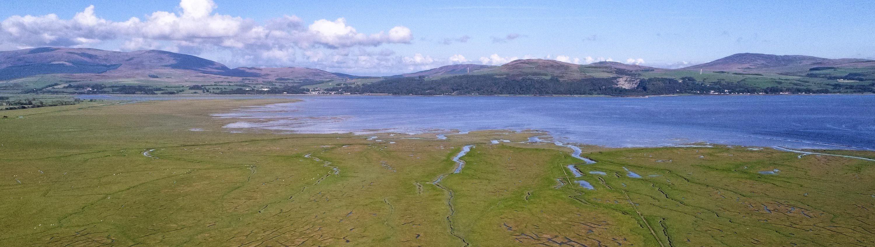 Wigtown Bay with the Galloway Hills in the distance.