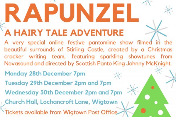 Promotional poster for the Christmas screening of Rapunzel, A Hairy Tale Adventure at the Driftwood Cinema.
