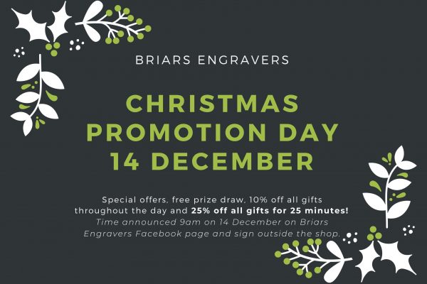 Graphic Promotional poster for Briars Engravers Christmas promotion day.