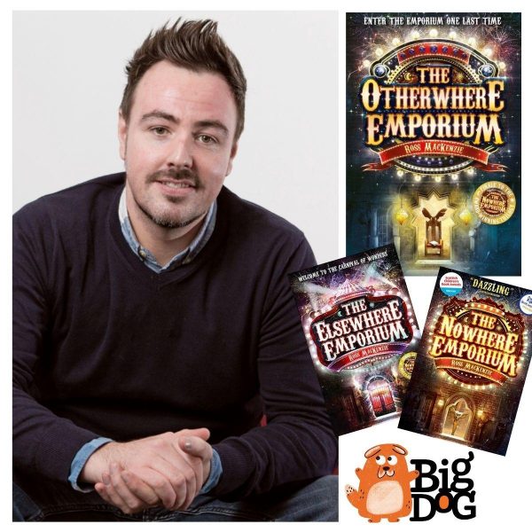Ross MacKenzie and his books 'The Otherwhere Emporium', 'The Elsewhere Emporium' and 'The Nowhere Emporium' for a Big Dog Children's Book Festival event.