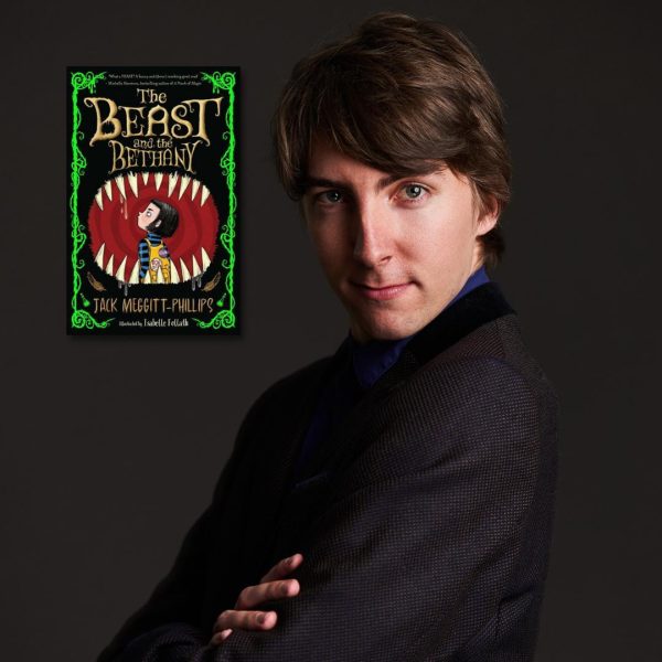 Headshot of Jack Meggitt-Phillips with his book 'The Beast and the Bethany'.